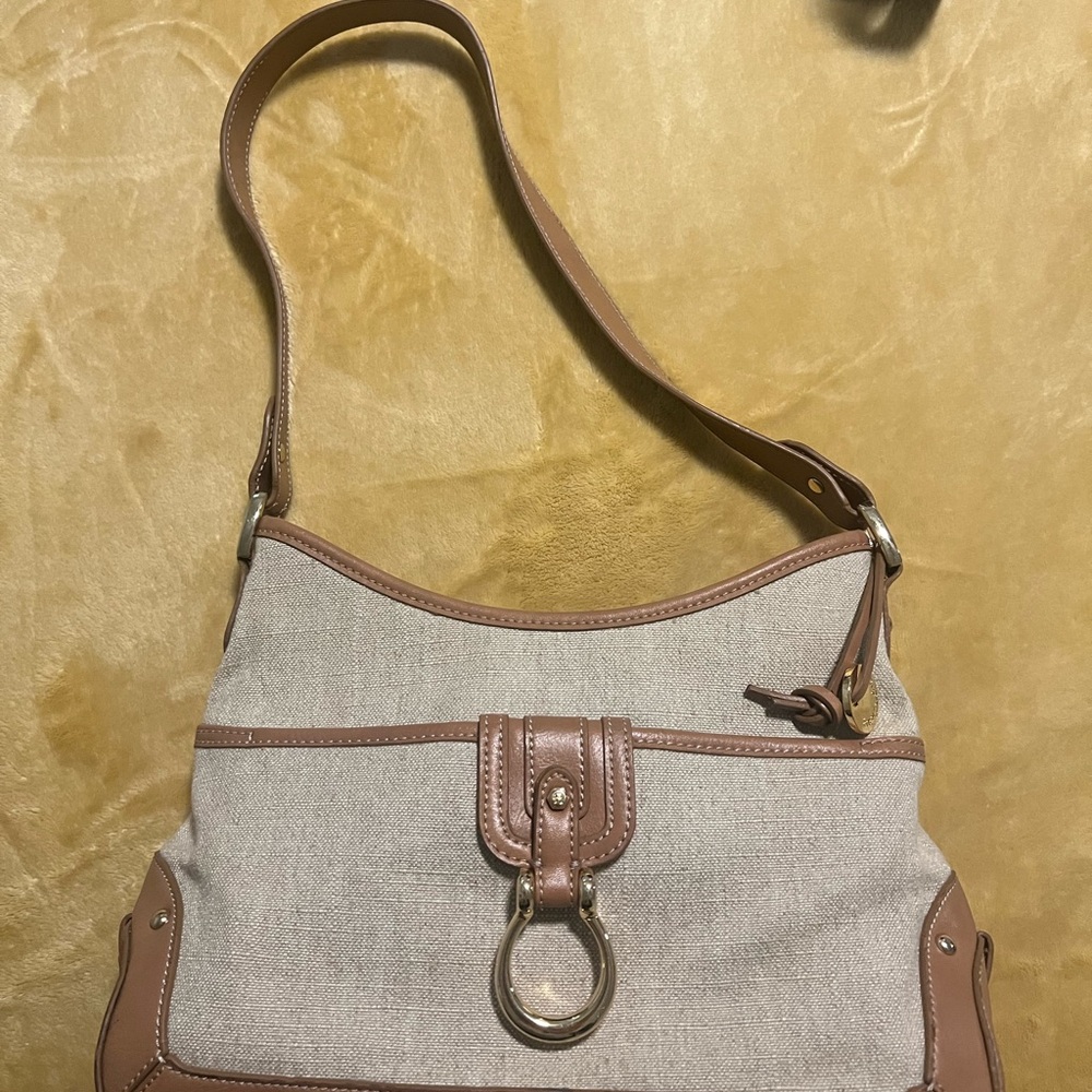 Etienne Aigner Tan and Cream Shoulder Bag Timeless Elegance